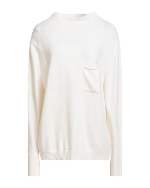 B.yu White Turtleneck Merino Wool, Viscose, Cashmere, Polyamide