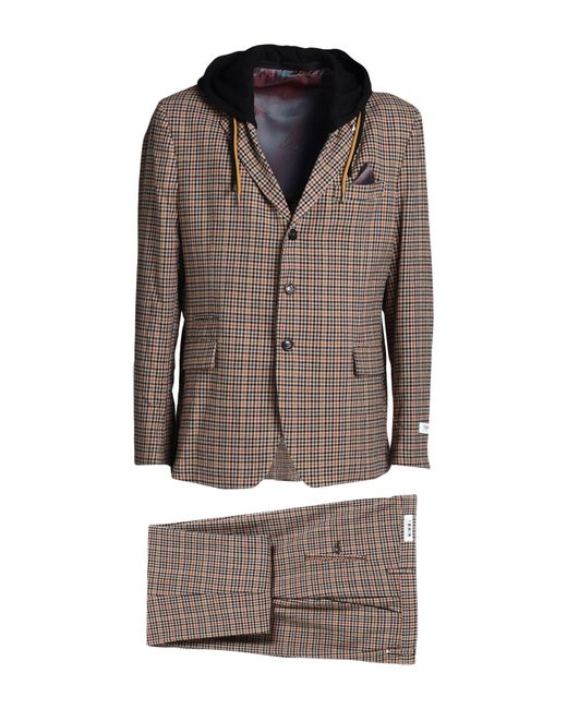 Berna Brown Suit Cotton, Polyester for men