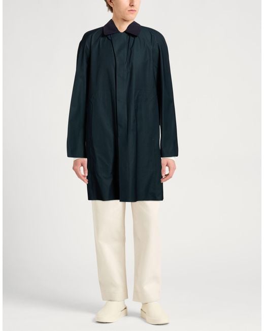 Sease Blue Overcoat & Trench Coat Wool, Nylon for men