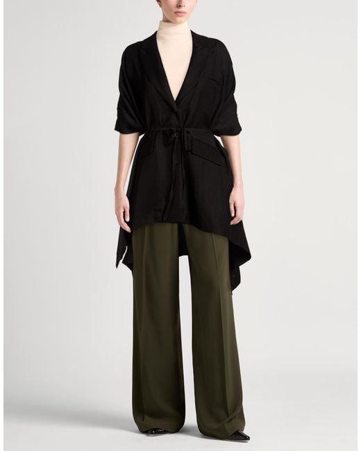 Masnada Black Overcoat & Trench Coat Viscose, Linen