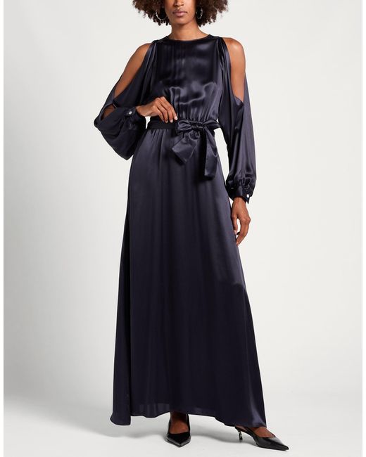 Eleventy Blue Midnight Maxi Dress Silk