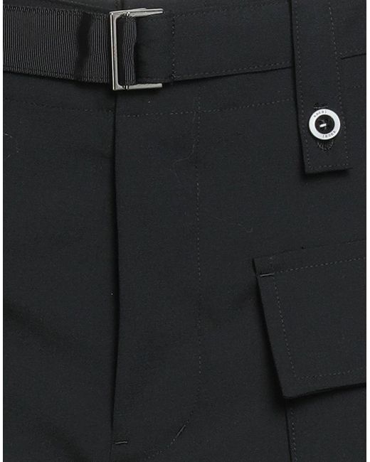 Sacai Black Shorts & Bermuda Shorts Polyester, Wool