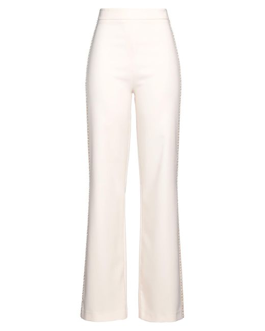 alma sanchez White Cream Pants Polyester, Elastane