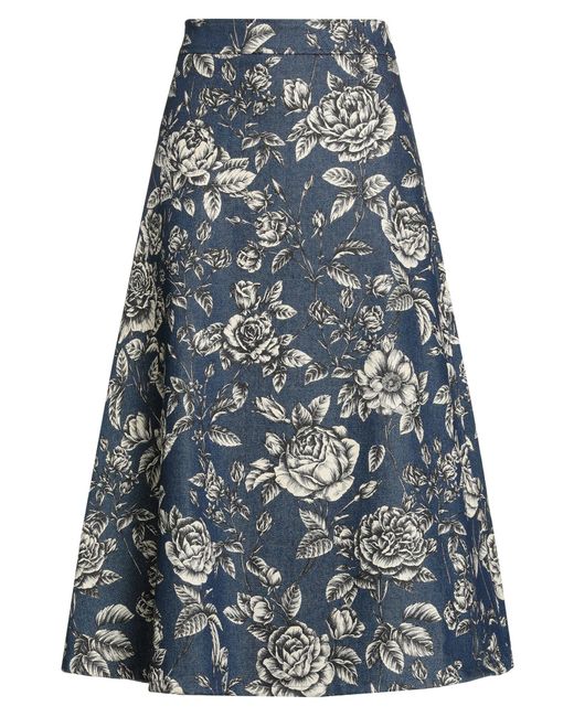 Oscar de la Renta Blue Denim Skirt Cotton, Elastane