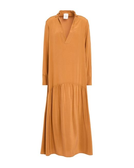 Alysi Orange Maxi Dress Silk