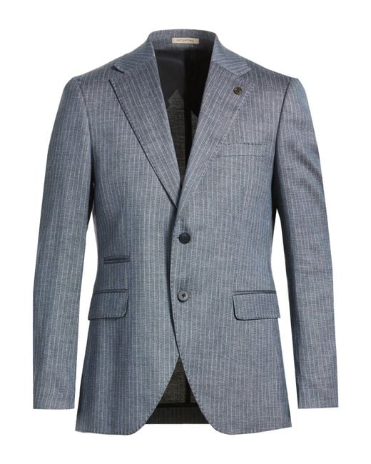 SUIT SARTORIA Blue Slate Blazer Linen, Pes, Viscose, Elastane for men