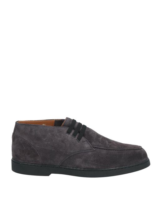 Doucal's Gray Steel Lace-Up Shoes Leather for men