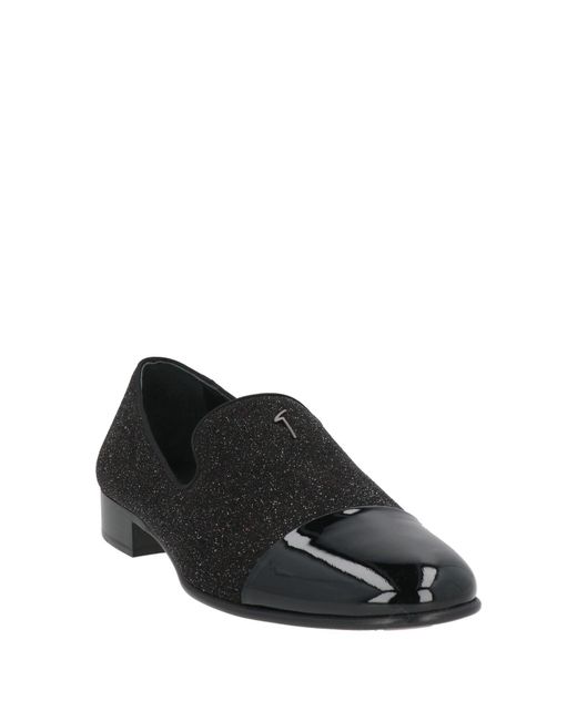 Giuseppe Zanotti Black Loafers Leather, Textile Fibers for men