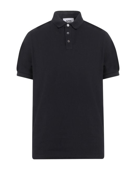 Alpha Studio Black Polo Shirt for men