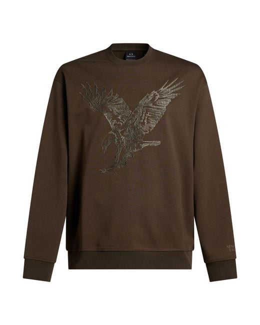 ARMANI EXCHANGE Brown Military Sweatshirt Cotton, Polyester, Elastane for men