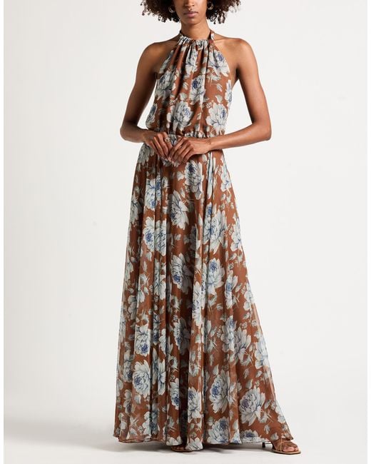 GIADA CURTI RESORT Brown Maxi Dress Polyamide