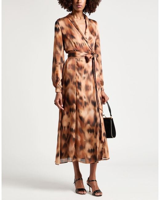 Galvan Brown Maxi Dress Polyester
