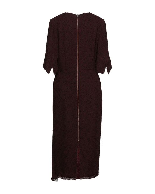 Roland Mouret Brown Burgundy Midi Dress Virgin Wool, Polyamide