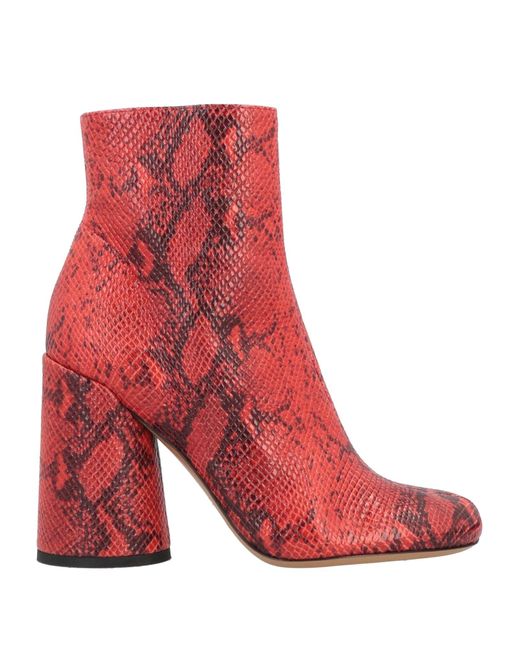 Emporio Armani Red Ankle Boots Soft Leather