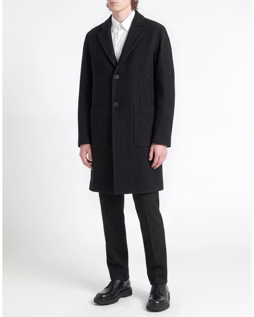 Hevò Black Coat Polyester, Viscose, Elastane for men
