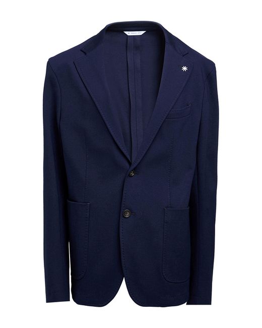Manuel Ritz Blue Blazer Viscose, Polyamide, Elastane for men