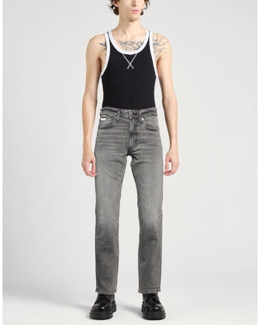 Calvin Klein Gray Jeans Cotton, Elastane for men
