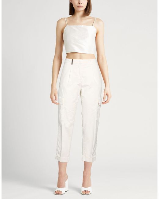 Peserico White Pants Cotton, Elastane