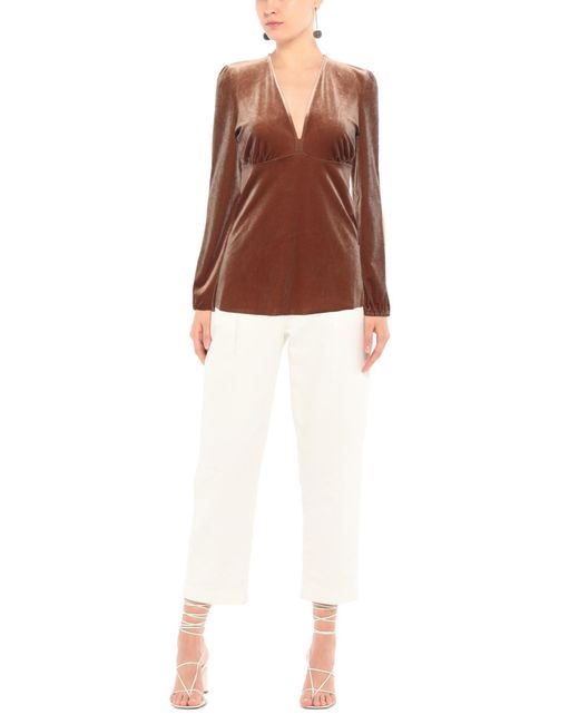 19.70 Nineteen Seventy Brown Camel Top Polyester, Elastane
