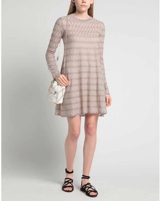 M Missoni Natural Khaki Mini Dress Viscose, Cotton, Polyester, Polyamide