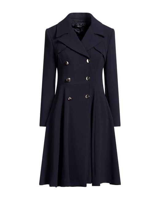 Siste's Blue Overcoat & Trench Coat Polyester, Viscose, Elastane