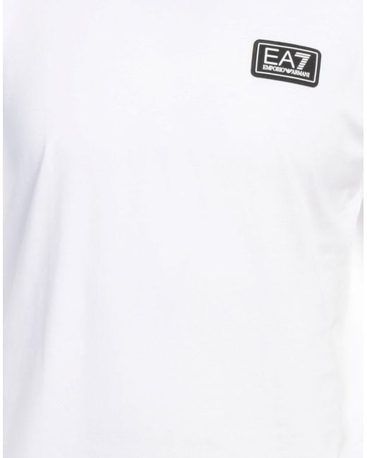 EA7 White T-Shirt Cotton, Elastane, Polyamide, Polyester for men