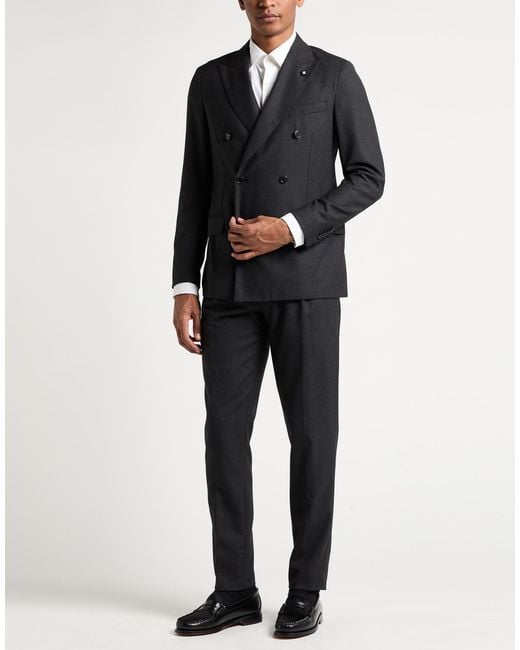 Lardini Black Suit Wool for men