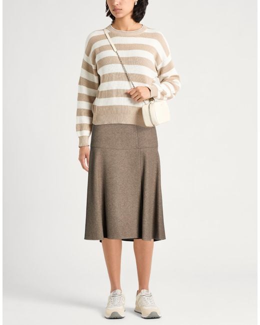 Agnona Brown Midi Skirt Cashmere, Wool