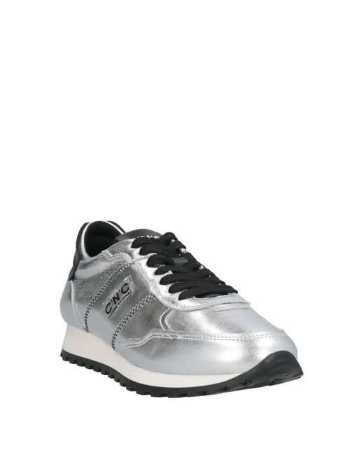 CoSTUME NATIONAL White Sneakers Leather, Textile Fibers