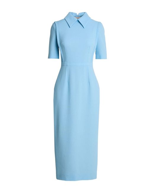 Emilia Wickstead Blue Midi Dress Wool