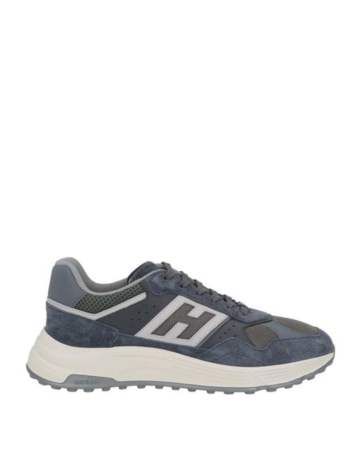 Hogan Blue Slate Sneakers Leather, Textile Fibers for men