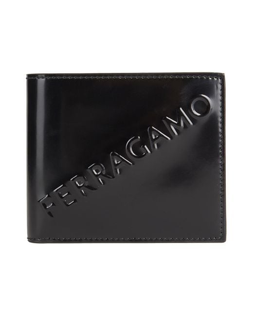 Ferragamo Black Embossed Fer -- Wallet Calfskin for men