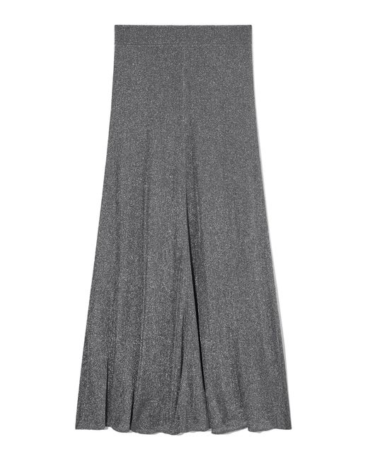 COS Gray Sparkly Ribbed-knit Maxi Skirt