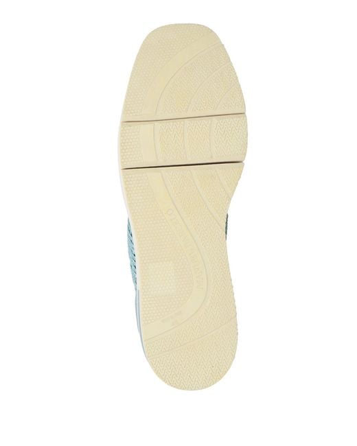 Paloma Barceló Blue Pastel Sneakers Leather, Natural Raffia