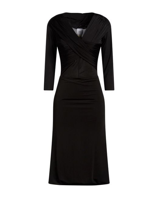 Patou Black Midi Dress Rayon, Elastane