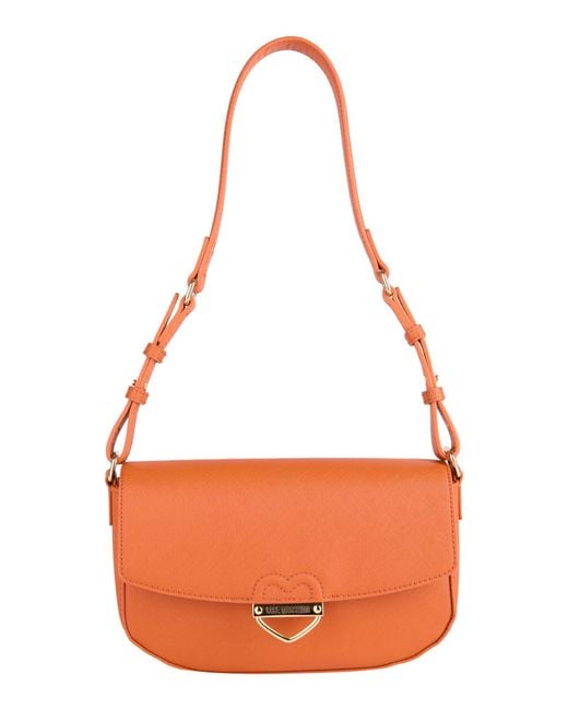 Love Moschino Orange Shoulder Bag Textile Fibers
