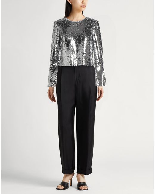 Self-Portrait Gray Sequined Top