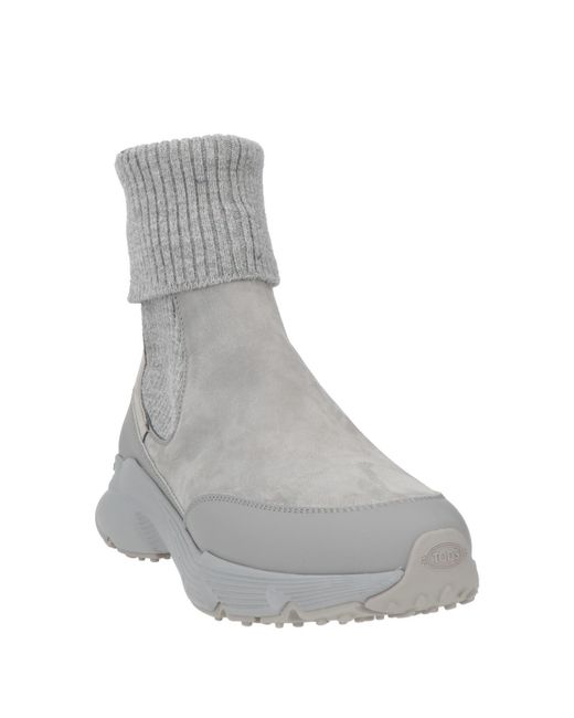 Tod's Gray Ankle Boots Leather, Textile Fibers