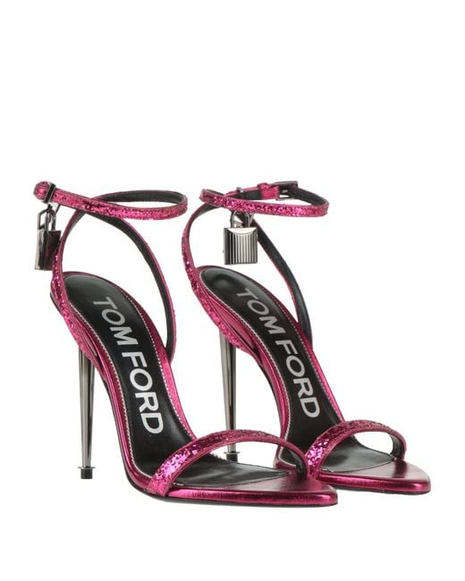 Tom Ford Pink Fuchsia Sandals Polyurethane, Polyester, Cotton, Metal, Leather