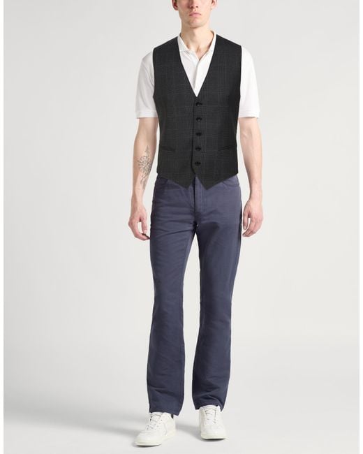 Tagliatore Black Charcoal Tailored Vest Virgin Wool for men