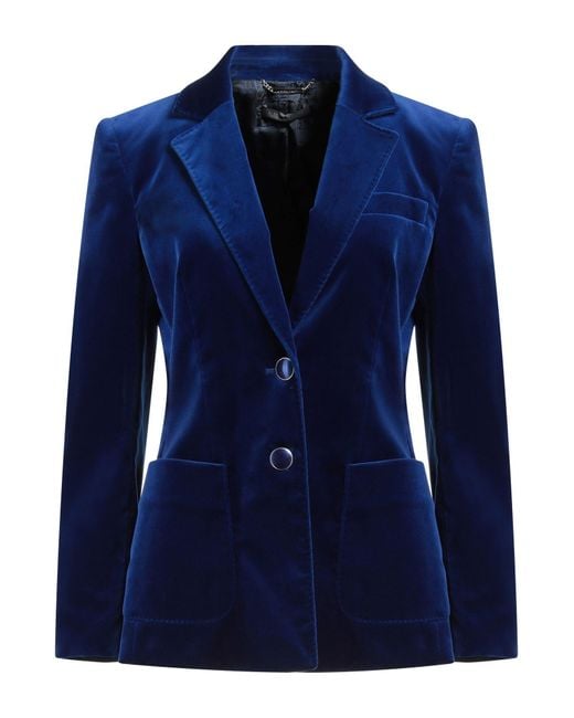 Alberta Ferretti Blue Blazer Cotton, Elastane