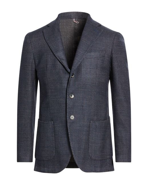 Santaniello Blue Midnight Blazer Wool, Cotton for men