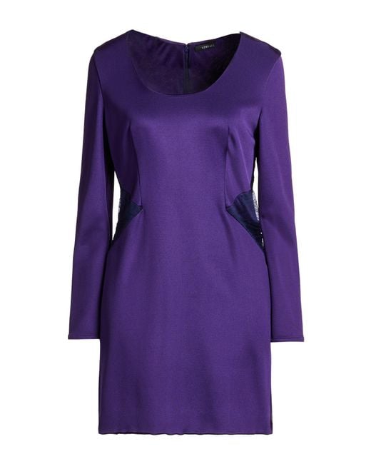 Versace Purple Mini Dress Silk, Viscose, Polyamide, Elastane