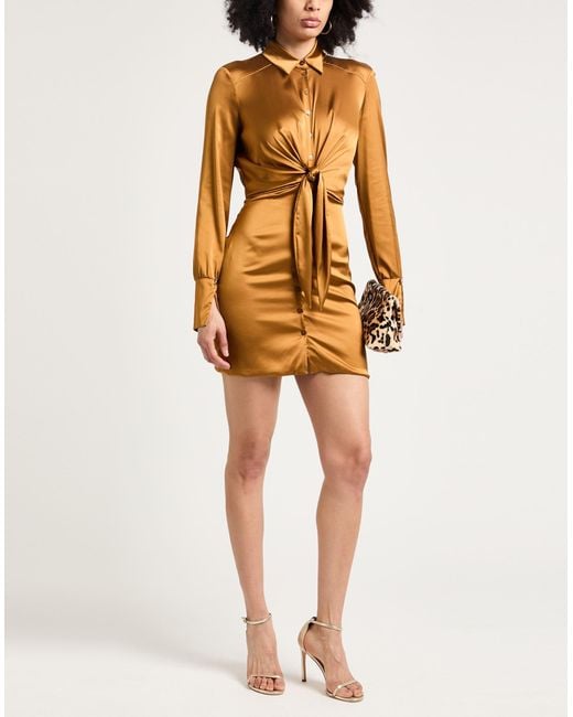Patrizia Pepe Metallic Tan Mini Dress Viscose, Polyamide, Elastane