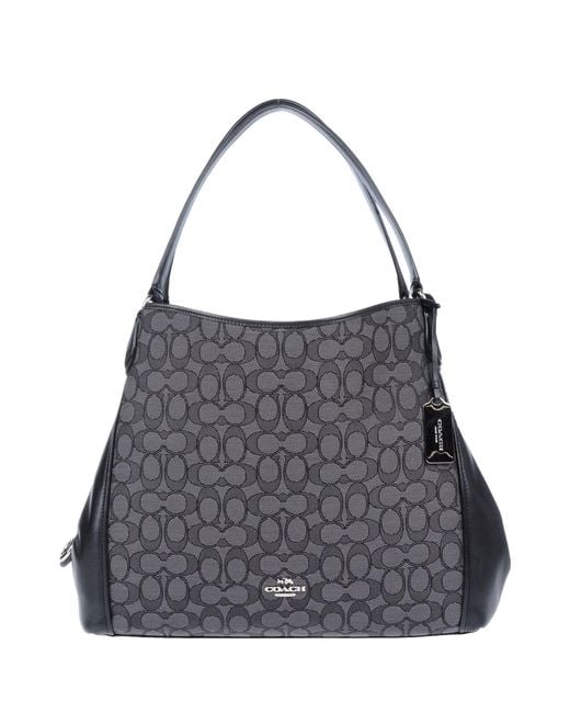 COACH Gray Handbag Textile Fibers, Soft Leather