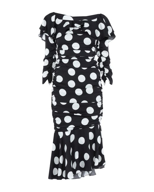 Dolce & Gabbana Off-the-shoulder Polka-dot Midi Dress in Black | Lyst  Australia