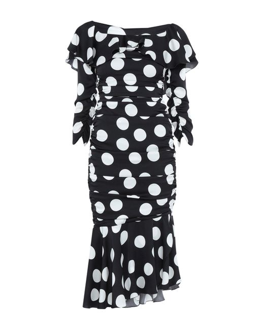 Dolce & Gabbana Black Off-the-shoulder Polka-dot Midi Dress
