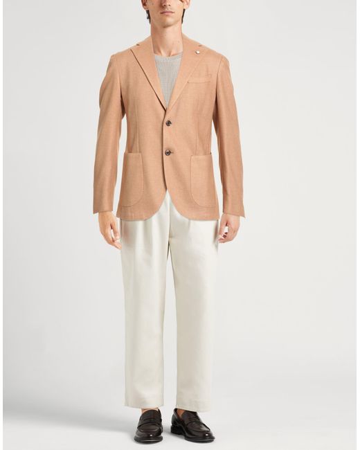 Luigi Bianchi Natural Blazer Wool, Polyester for men