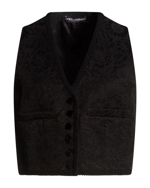 Dolce & Gabbana Black Tailored Vest Cotton, Silk, Viscose