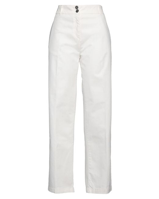 Alpha Studio White Pants Cotton, Elastane